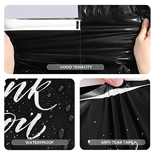Metronic Thank You Poly Mailers 14.5x19 50 Pcs, Easy to Carry Shipping Bags with Handle, Self Seal Mailers Poly Bags for Small Business Packing and Shipping, Large Package Bags Mailing Bags, Black - color: Black, size: 14.5X19" 50PC