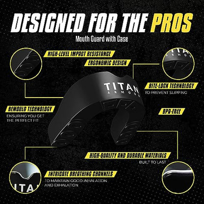 Mouth Guard Boxing, Dual-Layer Boil & Bite Mouthguard, Adult | Premium Dual-Layer | Case Included | Adult & Youth Custom-Fit Mouthpiece | Football, MMA, Hockey, Lacrosse, BJJ, Basketball - color: Black, size: Junior Under 11