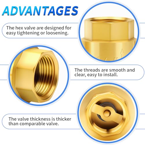 ChillWaves Brass In-Line Spring Check Valve 1/2" NPT Male x 1/2" NPT Female Thread, One-Way Non-return Vertical Check Valve for Backflow Prevention(2-PACK) - size: 1/2" MNPT x 1/2" FNPT, style: PACK OF 2