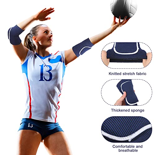 Sosation 2 Set Volleyball Elbow Pads and Knee Arm Sleeves,Black Blue - color: Black Blue