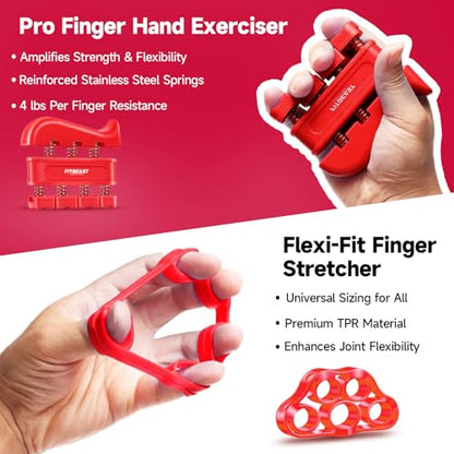 FitBeast Grip Strengthener Forearm Strengthener Hand Grips Strengthener Kit - 5 Pack Adjustable Resistance - color: Red