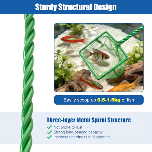 Aquarium Fish Net Small Betta Fish Tank Cleaning Net Sludge Food Residue Wastes Skimmer with Soft Fine Mesh and Braided Matal Handle for Small Ponds and Pools(5 inch) - size: 5 inch