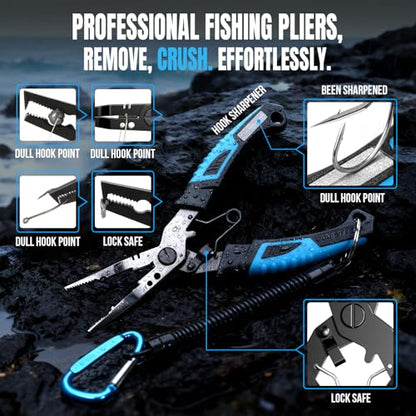 PLUSINNO Fishing Gear, Fishing Tools, Fishing Accessories, Corrosion Resistant Fishing Pliers Kit, Fishing Knife, Floating Fish Lip Gripper Fishing Gifts for Men, Gifts for Fishermen - style: 4pcs fishing tools