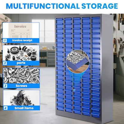 100-Drawer Nut and Bolt Organizer, Parts Cabinet No ssembly, with Labels & Adjustable Dividers, ABS Drawers, 920LBS, Alloy Steel Frame for Workshop Garage - size: 100-Drawer