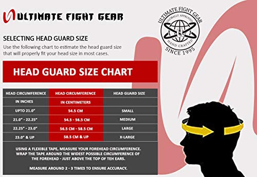 Ultimate - Pro Training Head Guard - Open Face - Boxing MMA Muay Thai Training - color: Red, size: Small-Medium