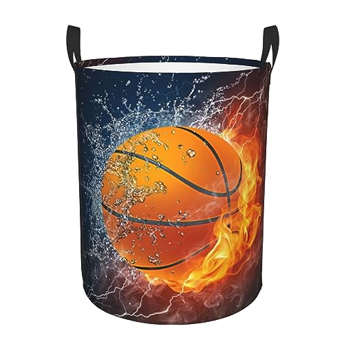 Sport Basketball Ball Round Laundry Hamper Storage Basket Toys Clothes Organizer Bin For Home Bathroom Bedroom Dorm Nursery, 38l - color: Sport (Basketball #01), size: 38L
