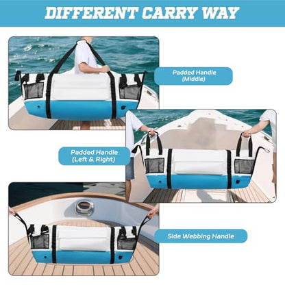 Insulated Fish Cooler Kill Bag with Flat Bottom-26x18 31x14 40x16 50x18 60x20 70x25 Inches Waterproof Fishing tackle Kill Cooler Bag - color: CreamSea-60x20x10