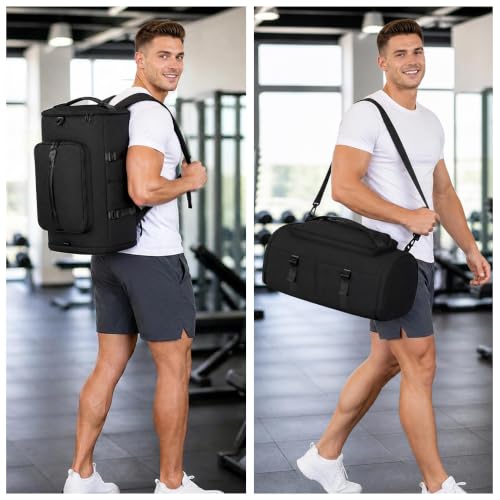 MIYCOO Gym Bag with Shoes Compartment, Duffle Bag, Backpack with Wet Pocket - color: Dark Gray-Style1