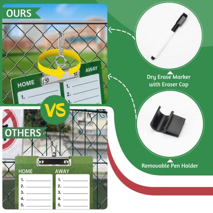 WISYOK Baseball Clipboard, Dry Erase, Lineup Board | Double Sided, with Marker, for Coaches, Softball, Game Practice Planning, Team Use - style: Baseball