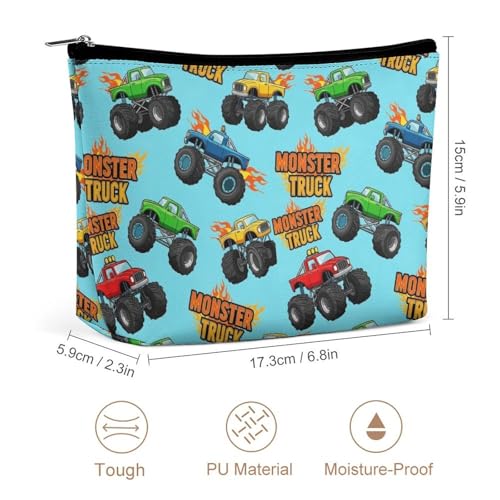 Supdreamc Women GirlGirls Make Up Bag Pouch for Toiletry Jewelry Trip, Large Capacity Travel Makeup Train Case Multipurpose Clutch Bag Waterproof Carry On Bag (Monster Truck Cartoon) - color: Pattern 438