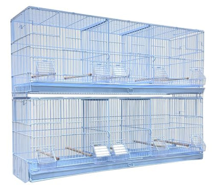 Lot-2 Extra Large 38"x11"x15"H Triple Stackable Breeder Bird Flight Cage Side Breeding Nest Box Doors with Double Removable Divider - color: White