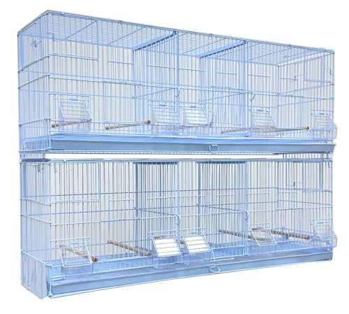 Lot-2 Extra Large 38"x11"x15"H Triple Stackable Breeder Bird Flight Cage Side Breeding Nest Box Doors with Double Removable Divider - color: White