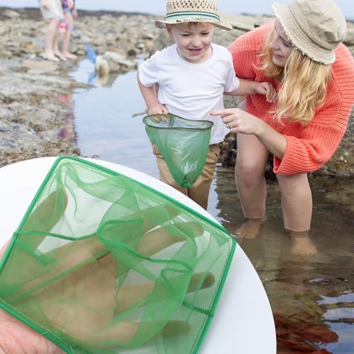 4 Pack Aquarium Fish Net 4 Sizes Quick Catch Mesh Nylon Fishing Catch Nets Square Fish Nets with Handle (3in, 4in, 5in, 6in)