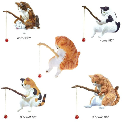 Miniature Fishing Cat Aquarium Decor Mini Animal Figurine Statue Aquarium Animal Decorations Small Fishing Cat Miniature Figurines Set for Freshwater Saltwater Fish Tanks Decor