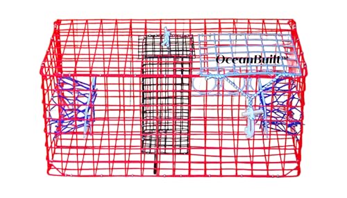 Florida Medium Blue Crab Trap – 24 x 14 x 11 Crab Pot for Recreational Crabbing – Two-Throat Entry Fishing Trap – PVC Coated Wire Saltwater Crab Trap - style: FL Medium Crab Trap Only