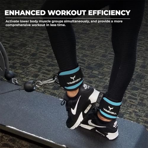 Adjustable Gym Ankle Straps for Cable Machines Women & Men, Glute Kickbacks - color: Cyan, size: Single