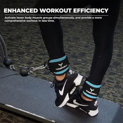 Adjustable Gym Ankle Straps for Cable Machines Women & Men, Glute Kickbacks - color: Cyan, size: Single