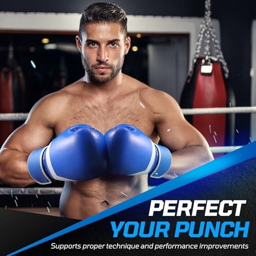 Flexzion Boxing Sparring Training Gloves Pro Muay Thai Kickboxing Heavy Bag Punching Mitts Wrist Wrap Full Contact Combat Sport Protective Hand Gear Martial Art Supply for Women & Teens, 10Oz - color: Blue