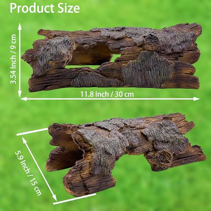 Teaeeno Faux Log Fish Cave, Predator Control and Decorative Shelter for Koi and Fish, Ponds, Aquariums, Aquarium Décor Ornaments (Brown)