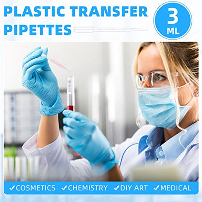 1000 Pcs 3ml Plastic Pipettes Droppers Disposable Transfer Pipettes Eye Dropper Small Graduated Transfers Dropper for Science Laboratory, DIY Art, Essential Oils Makeup