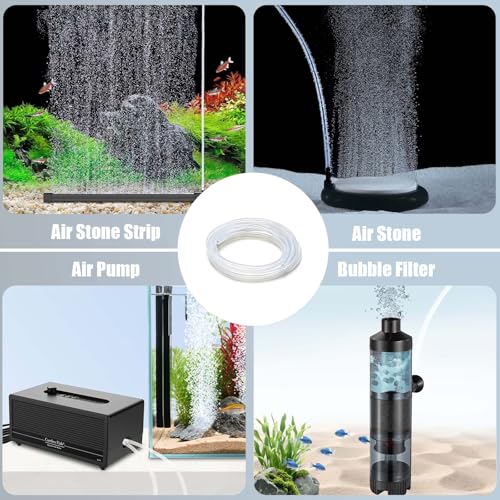 Aquarium Silicone Airline Tubing Odorless Anti-Fall-Off Air Hose 6Ft 3/16" (4mm) ID for Fish Tank Air Pump Air Stone and Bubble Filter