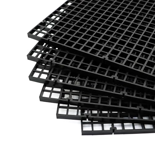 Aquarium Fish Tank Divider Plastic Egg Crate Aquarium Filter Bottom Tray Plastic Grid (S 6pcs Black) - size: S 6pcs Black