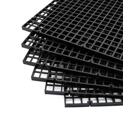 Aquarium Fish Tank Divider Plastic Egg Crate Aquarium Filter Bottom Tray Plastic Grid (S 6pcs Black) - size: S 6pcs Black