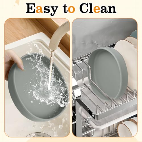 Silicone Dog Food Plate Shallow Dog Bowl Flat Cat Dish 2 Pack Small Puppy Plates for Small Dogs and Cats Whisker Fatigue Pet Feeding Bowls for Dry and Wet Food (Light Brown) - color: 2 Pcs - (Light Brown)