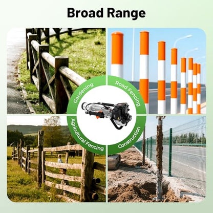 Bepritm Gas Powered T Post Driver, 37.7CC 4 Stroke Fence Post Pile Driver Gasoline Piling Engine with 2 Piling Heads, Portable Petrol Piledriver Single Cylinder Air Cooling 8500r/min (37.7CC 4 Stroke) - color: 37.7cc 4 Stroke