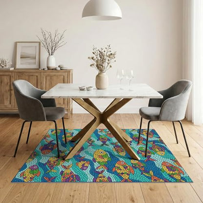 5'x7' Washable Graphic Fish Area Rug, Blue Non-Shedding Pet Friendly Carpet Easy Care Kids Safe Mat for Small Living Room, Playroom, Bedroom | Ref:1885552 - color: Blue/Pattern 33, size: 5' x 7' (Rectangular)
