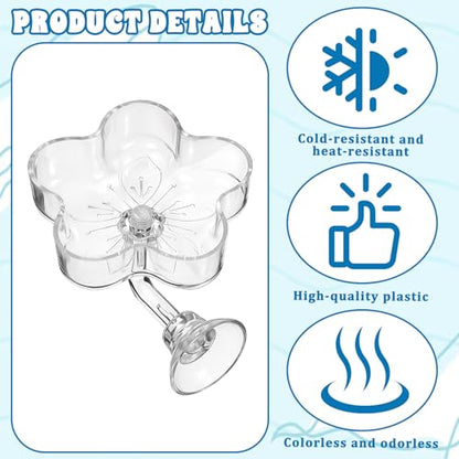 Aquarium Shrimp Fish Feeding Dish, Small Fish Feeder Dishes Clear Feeder Dish Betta Fishes Accessories Food Tray Container with Suction Cup Shrimp Tank Accessories (Sakura Shaped)