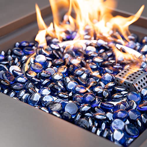 OnlyFire Fire Pit Glass Rocks 10 lbs, High Luster Fire Glass Beads 1/2 Inch, Tempered Glass Marbles for Propane/Natural Gas Fire Pit, Fireplace, Multicolor & Blends Available - color: Royal Cobalt Blue