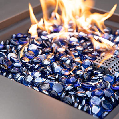 OnlyFire Fire Pit Glass Rocks 10 lbs, High Luster Fire Glass Beads 1/2 Inch, Tempered Glass Marbles for Propane/Natural Gas Fire Pit, Fireplace, Multicolor & Blends Available - color: Royal Cobalt Blue