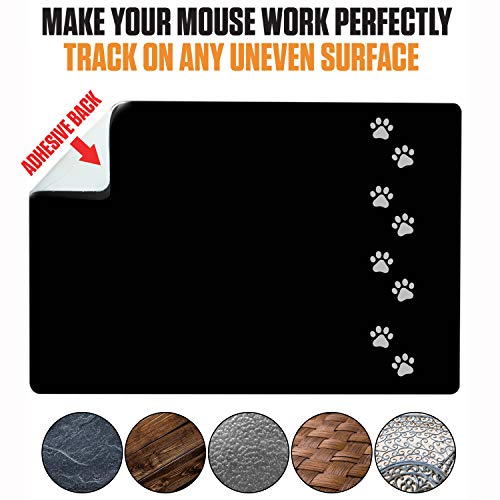 Mouse Pad Adhesive Bottom - Sticks to Any Surface - Portable - Webcam Covers Included (2 Pack - Dog PAW) - color: 2 PACK - DOG PAW