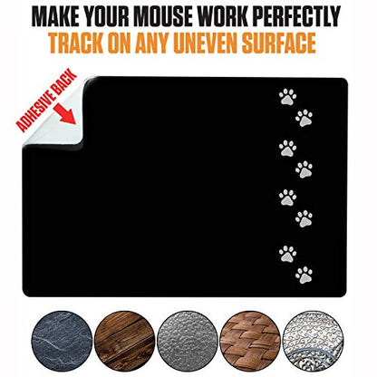 Mouse Pad Adhesive Bottom - Sticks to Any Surface - Portable - Webcam Covers Included (2 Pack - Dog PAW) - color: 2 PACK - DOG PAW