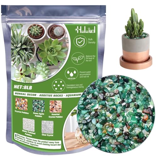 8LB Green Agate Stones 0.35"- 0.6" Aquarium Gravel for Fish Tank Natural Landscaping Pebbles Decorative Polished Stones for Plants Home Decor DIY Handmade & Vase Filler - size: 8 LB, style: Green Pebbles
