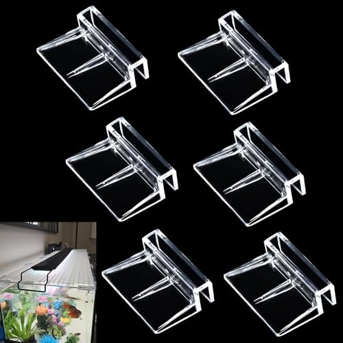 6pcs Transparent Aquarium Lid Clips,Rimless Fish Tank Glass Cover top Support,Aquarium Hood Holder, Acrylic and Glass Aquarium top Clips,fit 5-6mm Thickness Glass - size: 6pcs 5-6mm clips