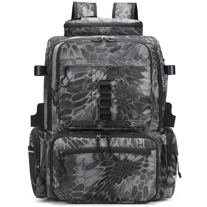 Fishing Tackle Backpack, 45L Storage Waterproof Travel Bag Store Fishing Gear with Insulated Top Pocket