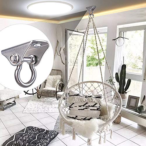 BeneLabel Stainless Steel Heavy Duty Swing Hanger Ceiling Mount 1600 LB Capacity Swing Hardware for Swing Seat, Yoga, Heavy Bag, Porch Swing, Hanging Chair with 2 Screws and 2 Expansion Bolts - color: Silver - 180° Swing Hanger (1 Pack)