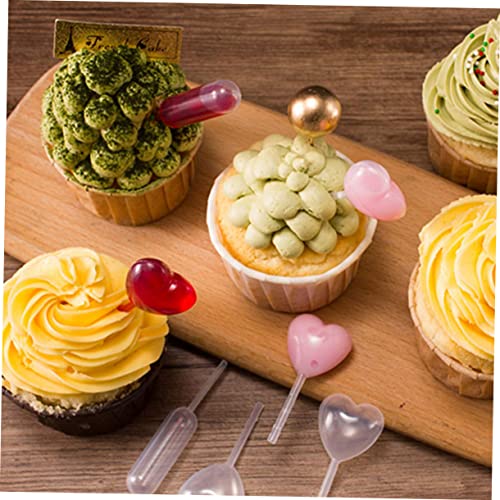 PRETYZOOM 200pcs Cupcake Pipettes for Transparent Dropper for Injecting Flavors into Desserts for Baking and Cooking Assorted Shapes Included