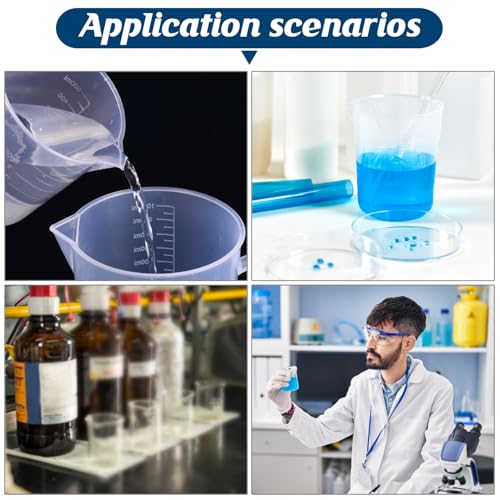 6PCS 100ml Plastic Lab Beakers, Transparent Measuring Cups with Graduated Scale & Pour Spout for Science Experiments, Kitchen, Liquid Measuring - style: 100 ML