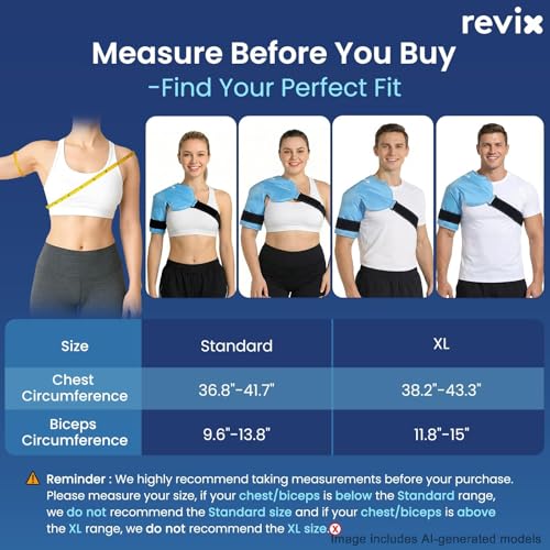 REVIX Shoulder Ice Pack Wrap for Rotator Cuff, Reusable Gel Cold Pack - size: Standard, style: Blue