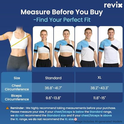 REVIX Shoulder Ice Pack Wrap for Rotator Cuff, Reusable Gel Cold Pack - size: Standard, style: Blue