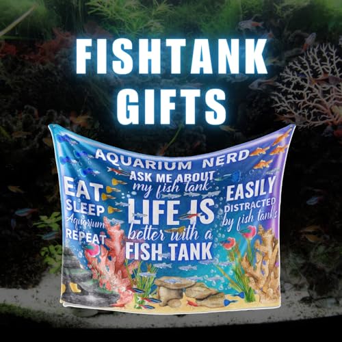 Gifts for Aquarium Lovers, Fish Tank Lovers Gifts, Perfect for Birthday/Christmas, 50'' x 65'' Unique Design Flannel Plush Blanket