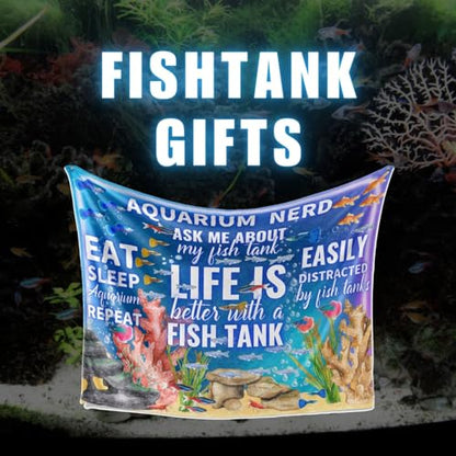 Gifts for Aquarium Lovers, Fish Tank Lovers Gifts, Perfect for Birthday/Christmas, 50'' x 65'' Unique Design Flannel Plush Blanket