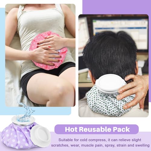 Honoson Reusable Ice Bags Hot Cold Therapy Leakproof,None | Screw Cap Leak-proof Seal, For Injuries Swelling Bruises Fever, Soft Breathable Fabric Stays Flexible, Wide Opening Easy Fill - style: Polka Dots Style