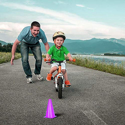 Alyoen 9 inch Traffic Cones, Plastic Sport Cones, Purple Soccer Training Cones for Outdoor Activity & Festive Events (Sets of 10/15/ 20) - color: 10 Pack-Purple