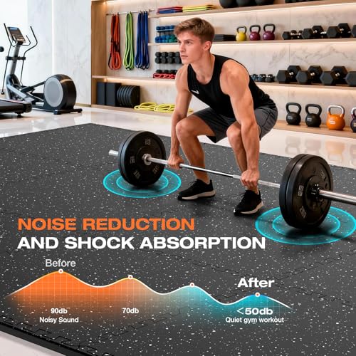 0.56'' Thick 12 Pcs 48 Sq Ft Non-Slip Rubber Top Exercise Equipment Mats, High Density EVA Foam Mats with Rubber Top, Interlocking Puzzle Gym Flooring for Home Gym, Workout Floor Mats, Black - size: 24"L x 24"W x 0.6"Th