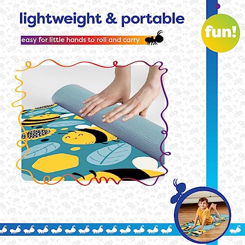 Antsy Pants Kids Yoga Mat - Non-Slip Exercise Mat, 60" x 24", 3mm - color: Yellow Bumble Bees