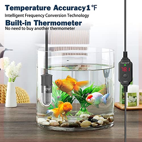 Adjustable Mini Aquarium Heater 0.5/1/2/3 Gallon Submersible Small Fish Tank Heater 10W/20W/30W Digital Display Thermostat External Temperature Controller(30W) - size: 30W